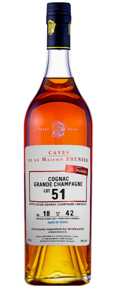 Prunier cognac: Lot 51 / Lot 50 / Lot 1946 / Lot 1939 / Lot 1931 (Wine4You)